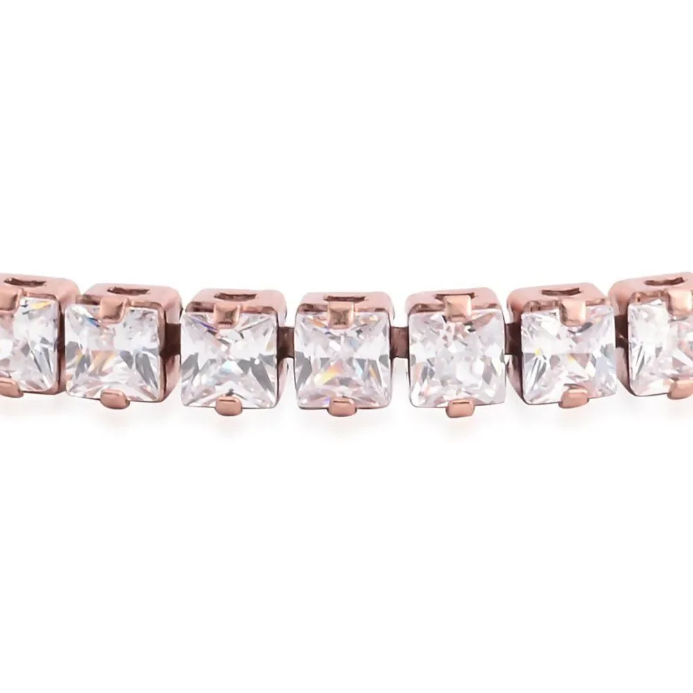 Simulated Diamond Rosetone Tennis Bracelet (7.75 In) TGW 15.60 cts.